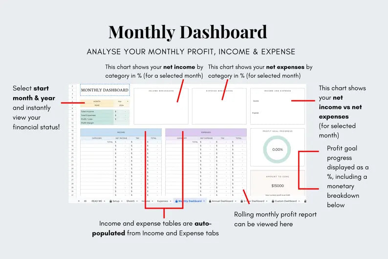 Bookkeeping Spreadsheet Tracker - Google Sheets