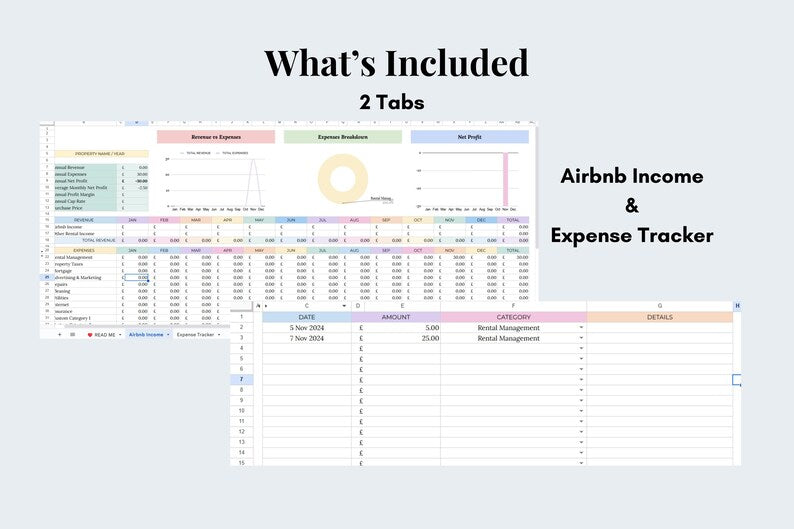 Airbnb Income & Expense Tracker - Google Sheets