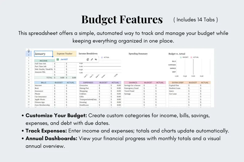 Annual Budget Spreadsheet Tracker - Google Sheets