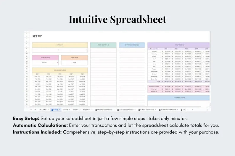 Bookkeeping Spreadsheet Tracker - Google Sheets