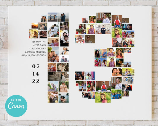 EDITABLE 13 Years Photo Collage, 61 Photos, Canva, DIGITAL