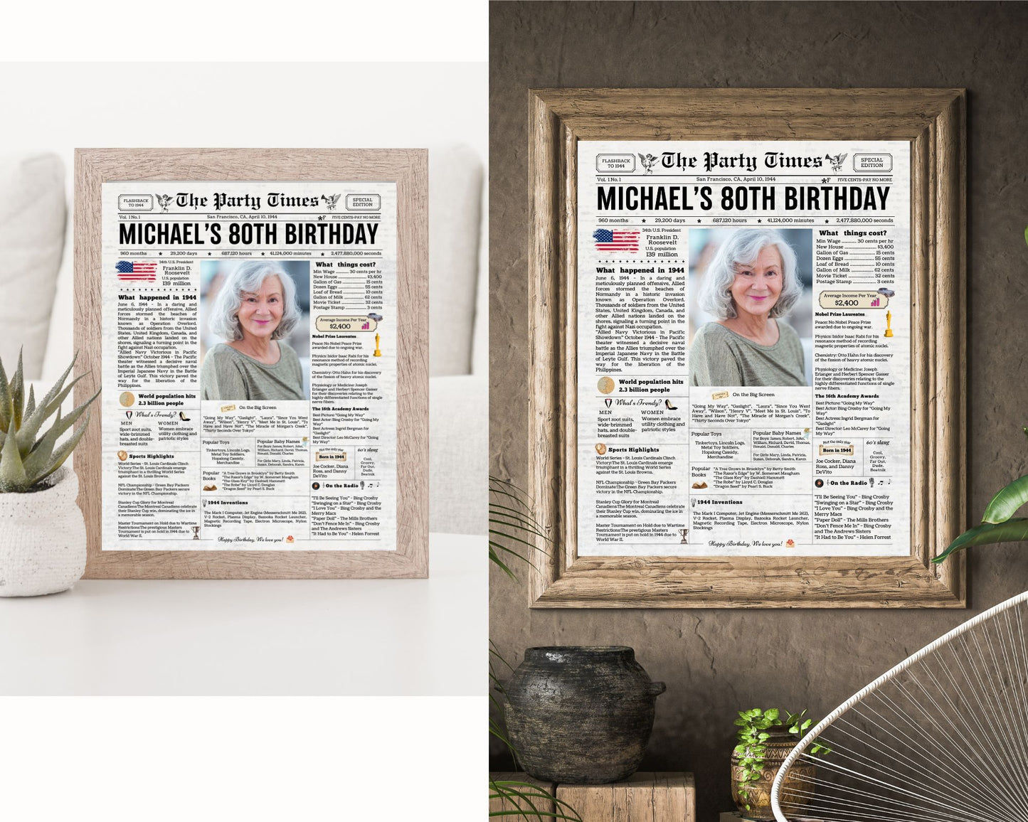 49th Birthday Vintage Newspaper, EDITABLE Birthday Posters, Printable Newspaper Birthday Gifts, Canva