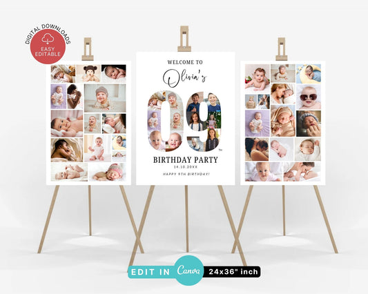 EDITABLE 9 Photo Collage, Welcome Sign, Canva, DIGITAL