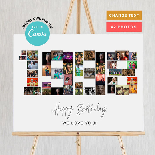 EDITABLE 1998 Photo Collage, 27th Birthday, Photo Collage Gift, Number Collage, CANVA