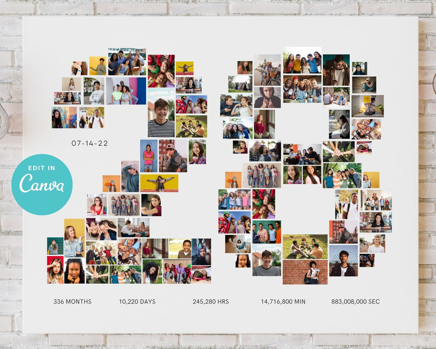 EDITABLE 28 Years Photo Collage, 82 Photos, Canva, DIGITAL