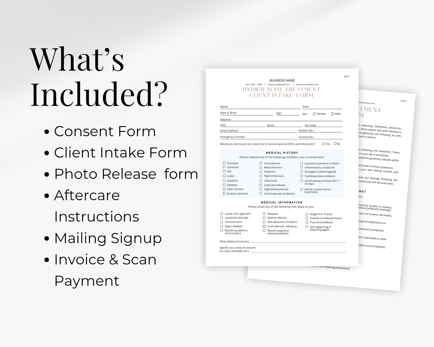 Body Contouring Form, Consultation form, Client consent form, Editable Canva templates