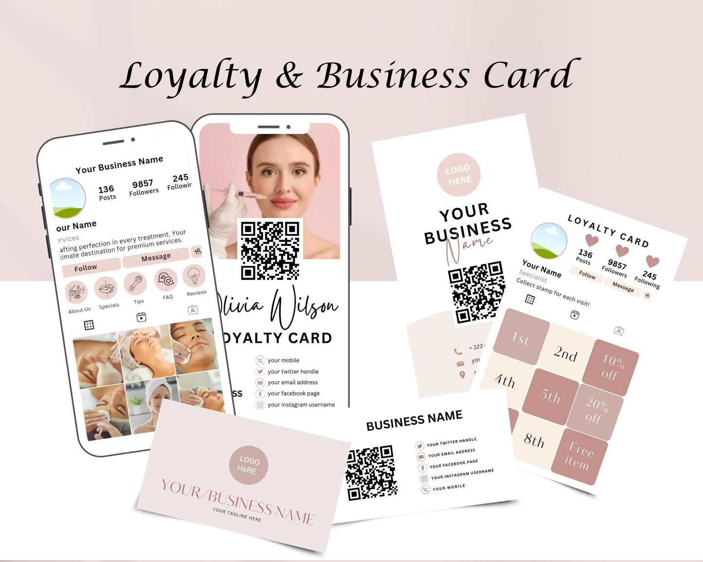 Derma Filler Form, Consultation form, Client consent form, Loyalty Card, Business Card, Editable Canva templates, Aftercare Card