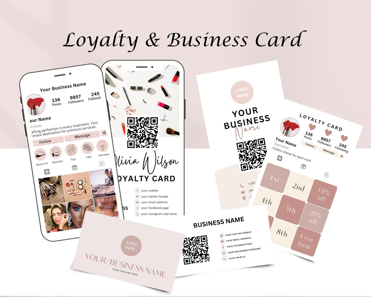 Makeup Service Business Forms, Consultation form, Client consent form, Loyalty & Business Card, Edit in Canva