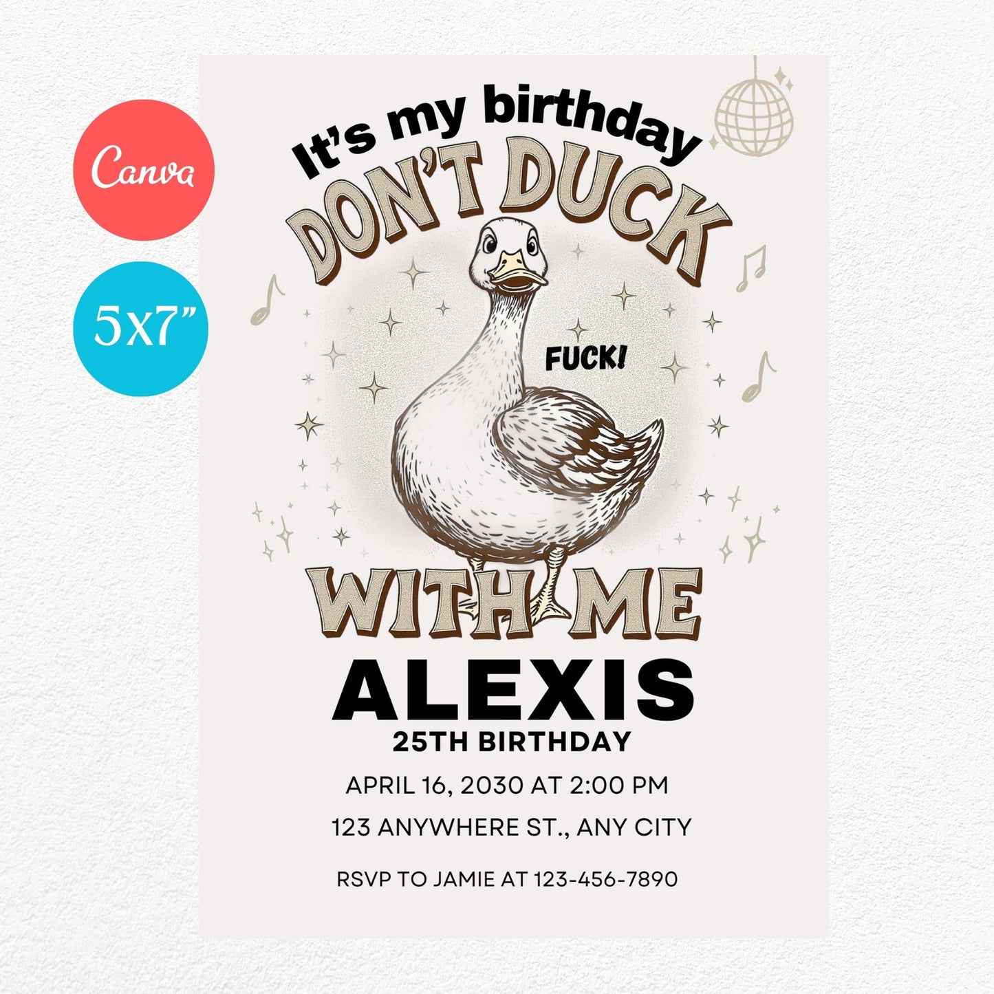 Don't duck with me Funny Birthday Party Invitation