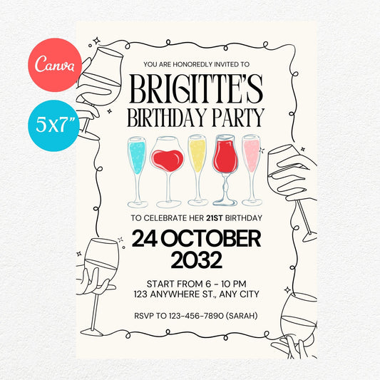 Wines Birthday Party Invitation