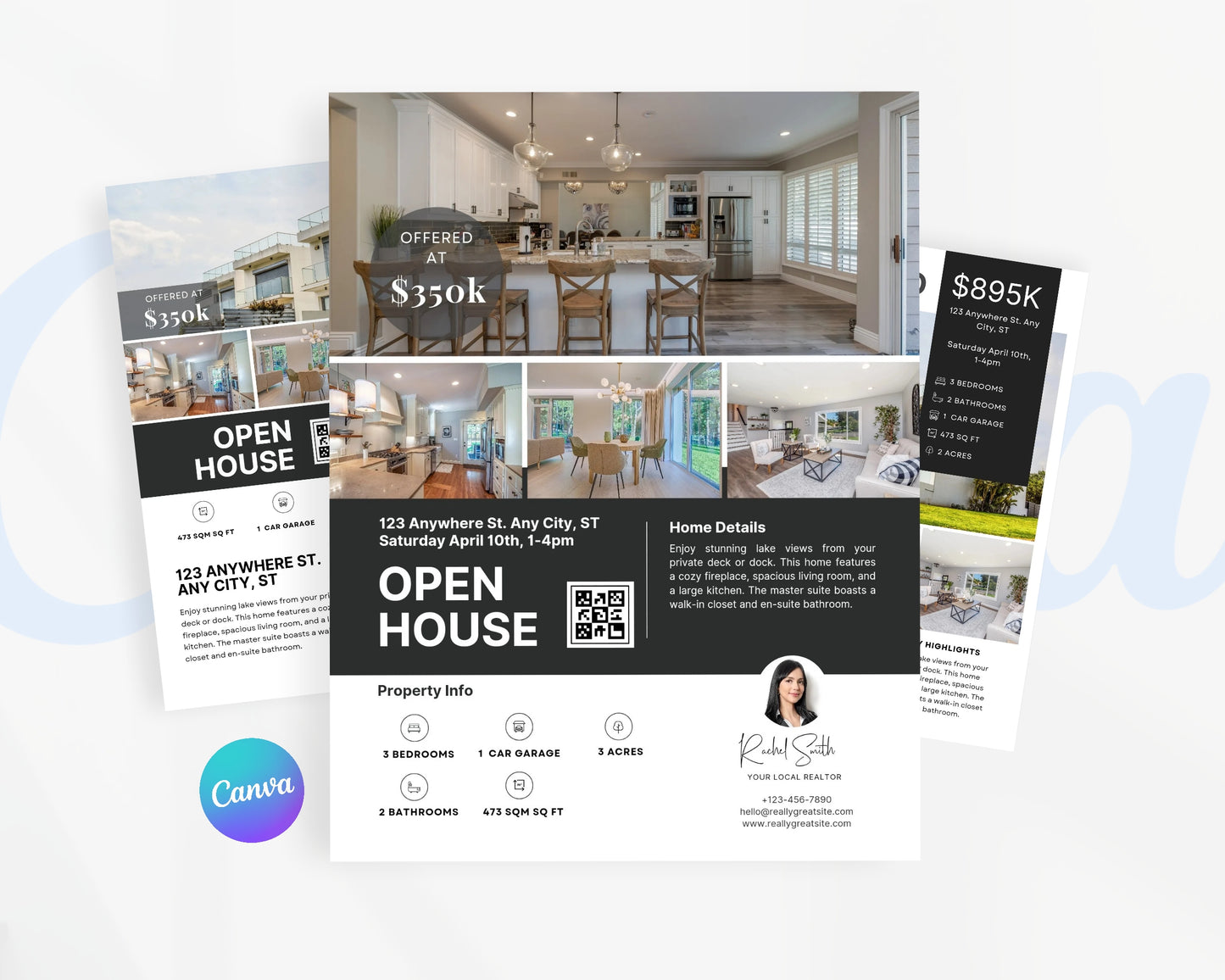 Real Estate Flyers, For Sale Flyer Marketing Flyer, Open Listing, Edit in Canva - REDF07