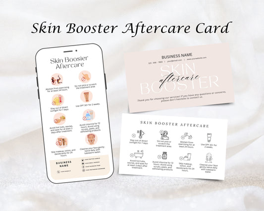 Skin Booster Care Card, Aftercare Card, Edit in Canva