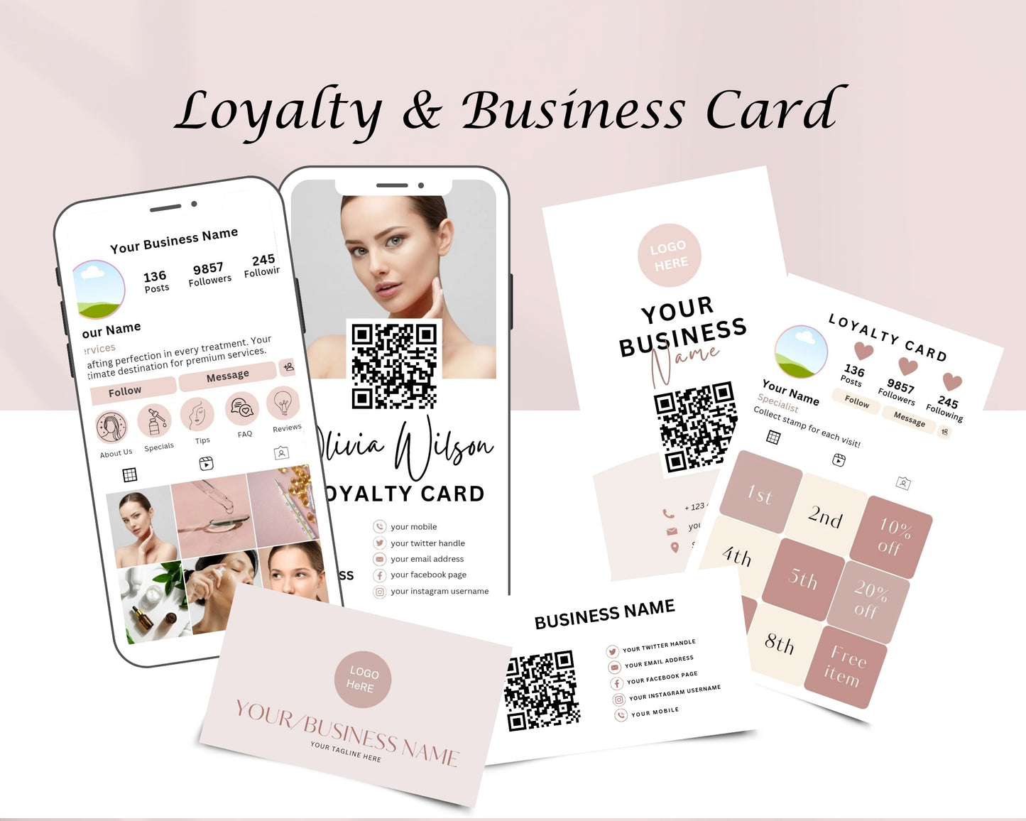 Skin Booster Form, Consultation form, Client consent form, Loyalty Card, Business Card, Editable Canva templates, Aftercare Card