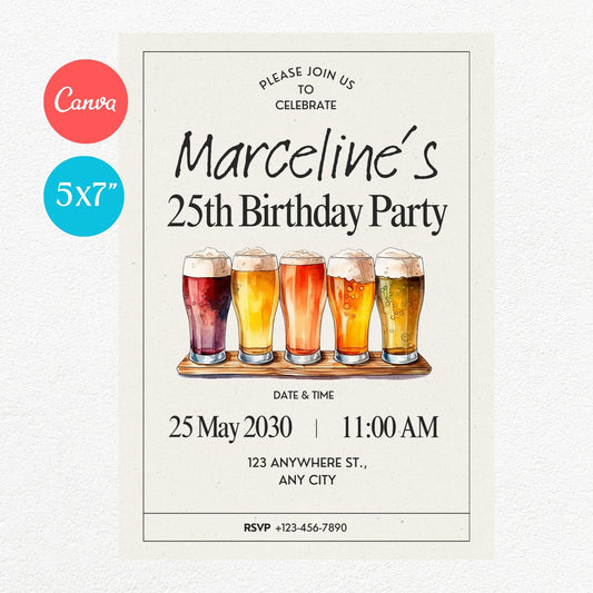 Beers Birthday Party Invitation