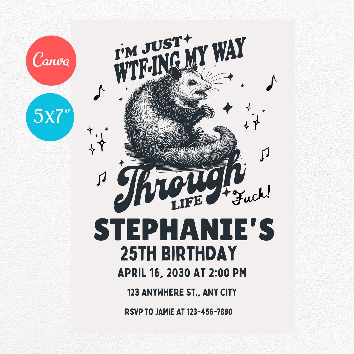 WTF-ing my way through life Funny Birthday Party Invitation