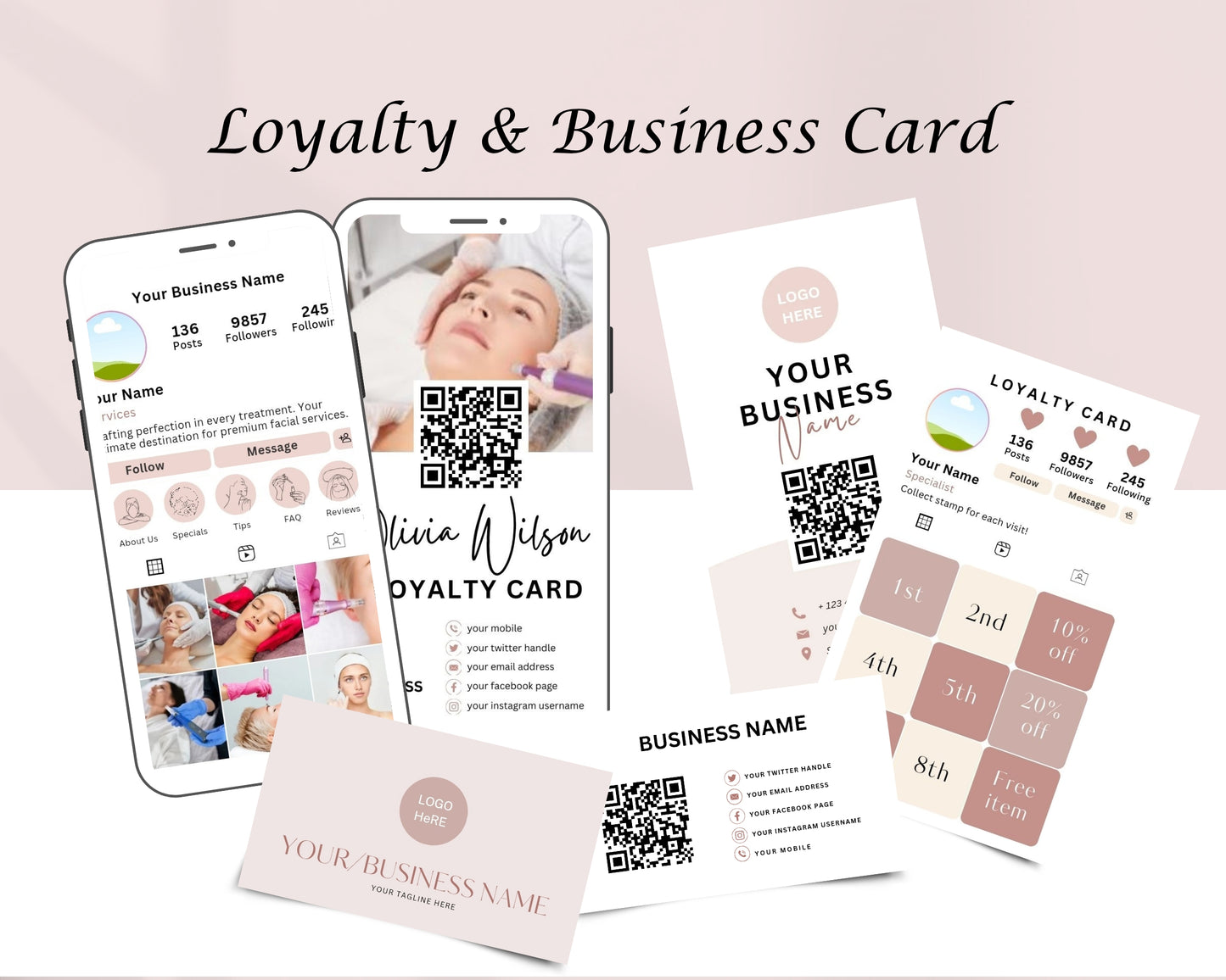 Microneedling Form, Consultation form, Client consent form, Loyalty Card, Business Card, Editable Canva templates, Aftercare Card