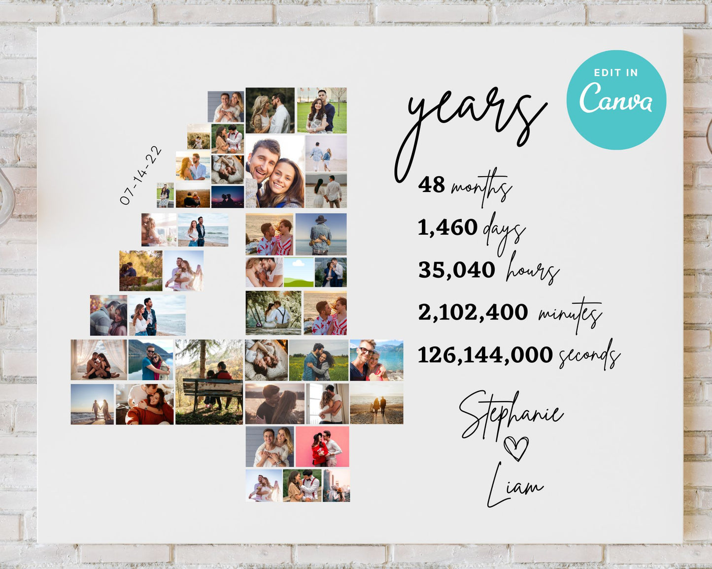 EDITABLE 4 Years Photo Collage, 41 Photos, Canva, DIGITAL