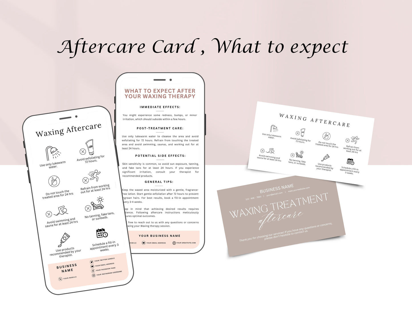 Waxing Treatment Form, Consultation form, Client consent form, Loyalty Card, Business Card, Editable Canva templates, Aftercare Card