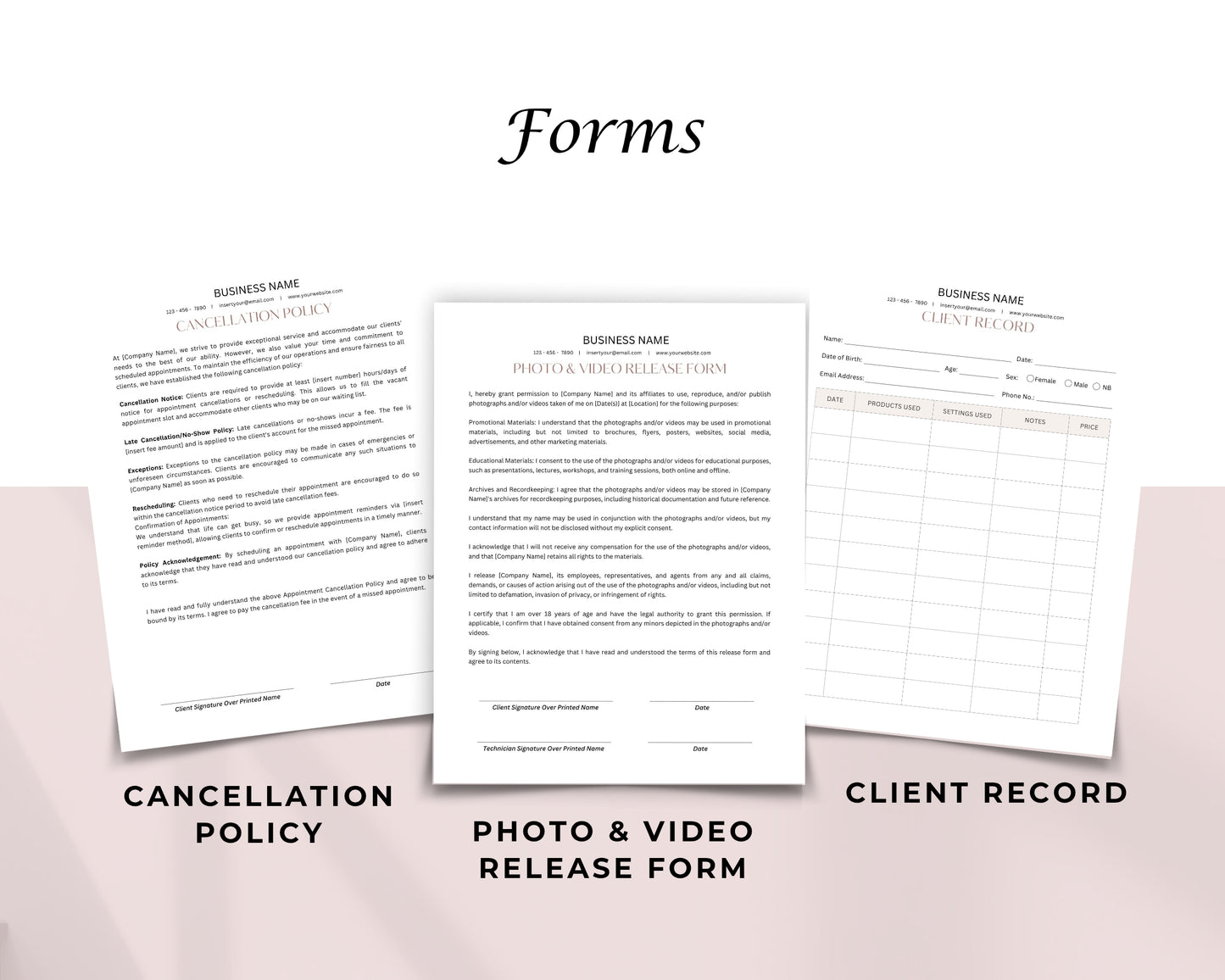 Microneedling Form, Consultation form, Client consent form, Loyalty Card, Business Card, Editable Canva templates, Aftercare Card