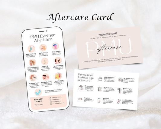 Permanent Makeup Care Card, PMU Aftercare Card, Edit in Canva