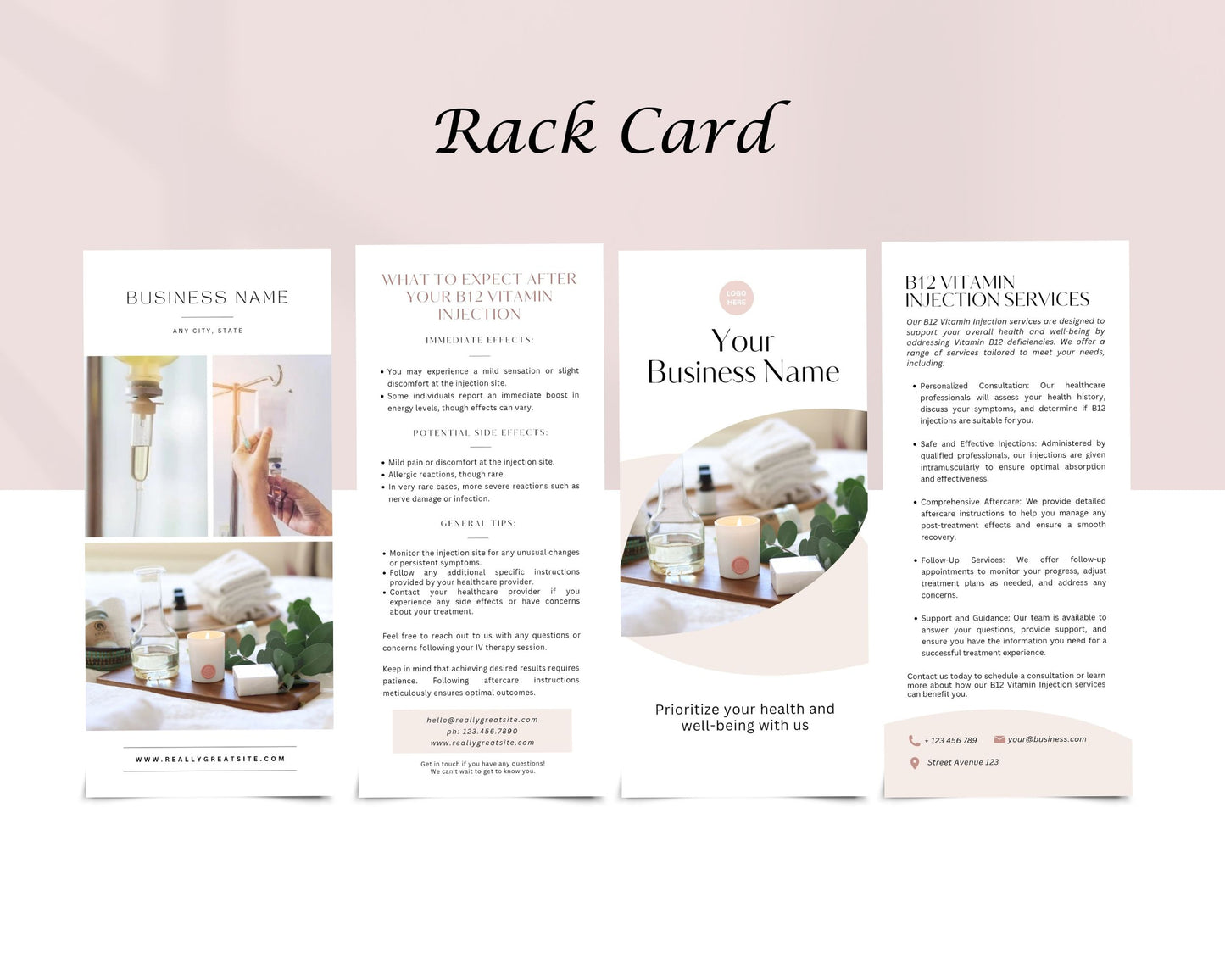 B12 Vitamin Injection Form, Consultation form, Client consent form, Loyalty Card, Business Card, Editable Canva templates, Aftercare Card