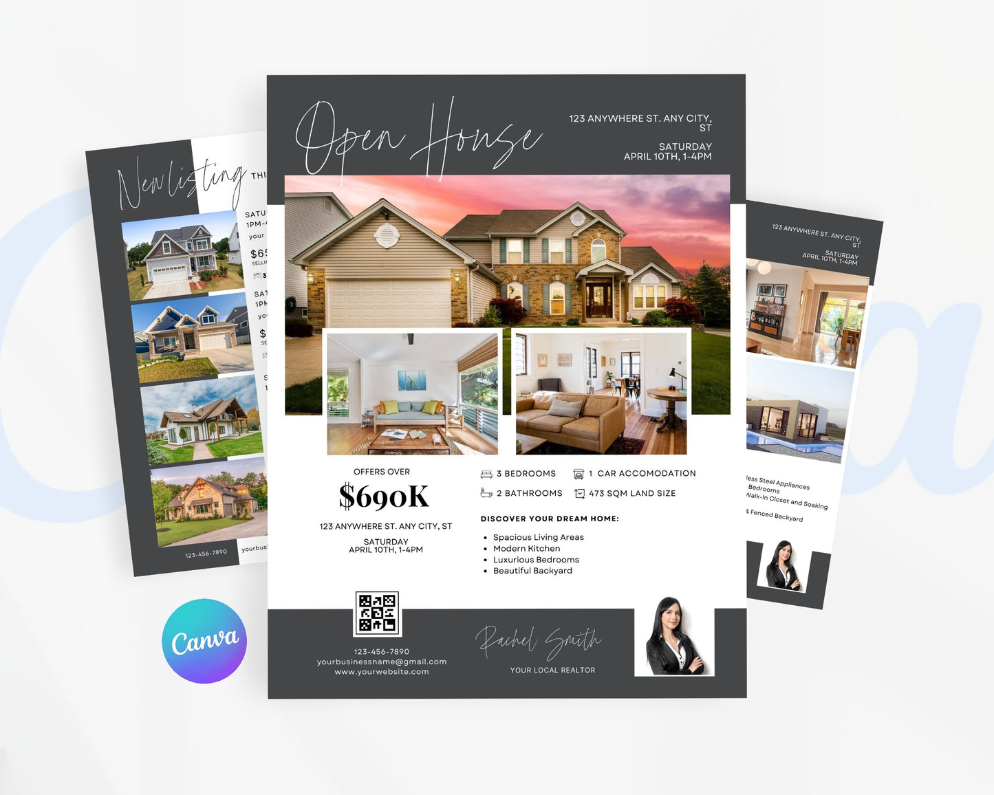 Real Estate Flyers, For Sale Flyer Marketing Flyer, Open Listing, Edit in Canva - REDF02