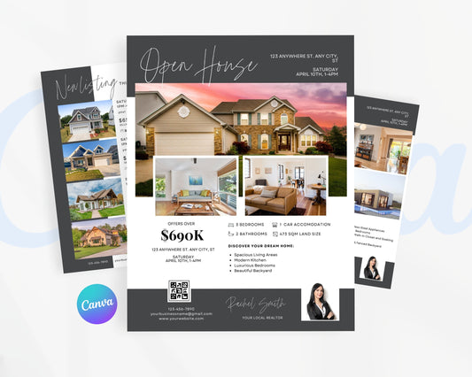 Real Estate Flyers, For Sale Flyer Marketing Flyer, Open Listing, Edit in Canva - REDF02