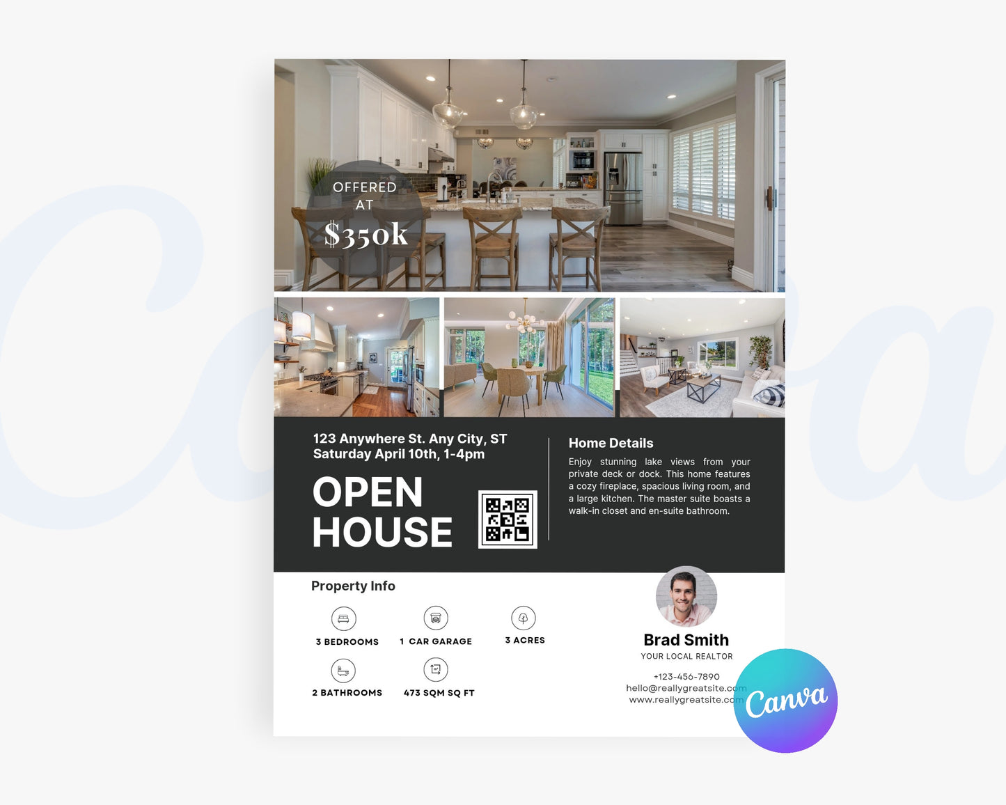 Real Estate Flyers, For Sale Flyer Marketing Flyer, Open Listing, Edit in Canva - REDF08