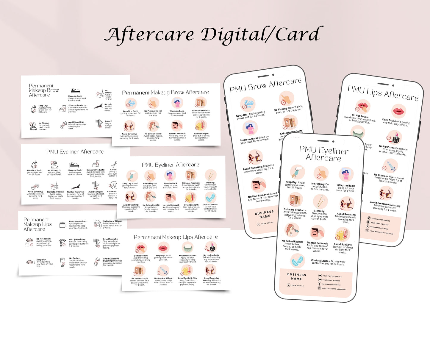 Permanent Makeup PMU Form, Consultation form, Client consent form, Loyalty Card, Business Card, Editable Canva templates, Aftercare Card