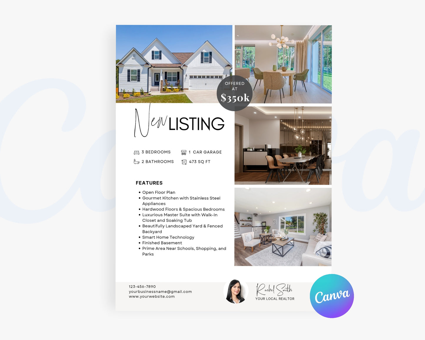 Real Estate Flyers, For Sale Flyer Marketing Flyer, Open Listing, Edit in Canva - REDF09