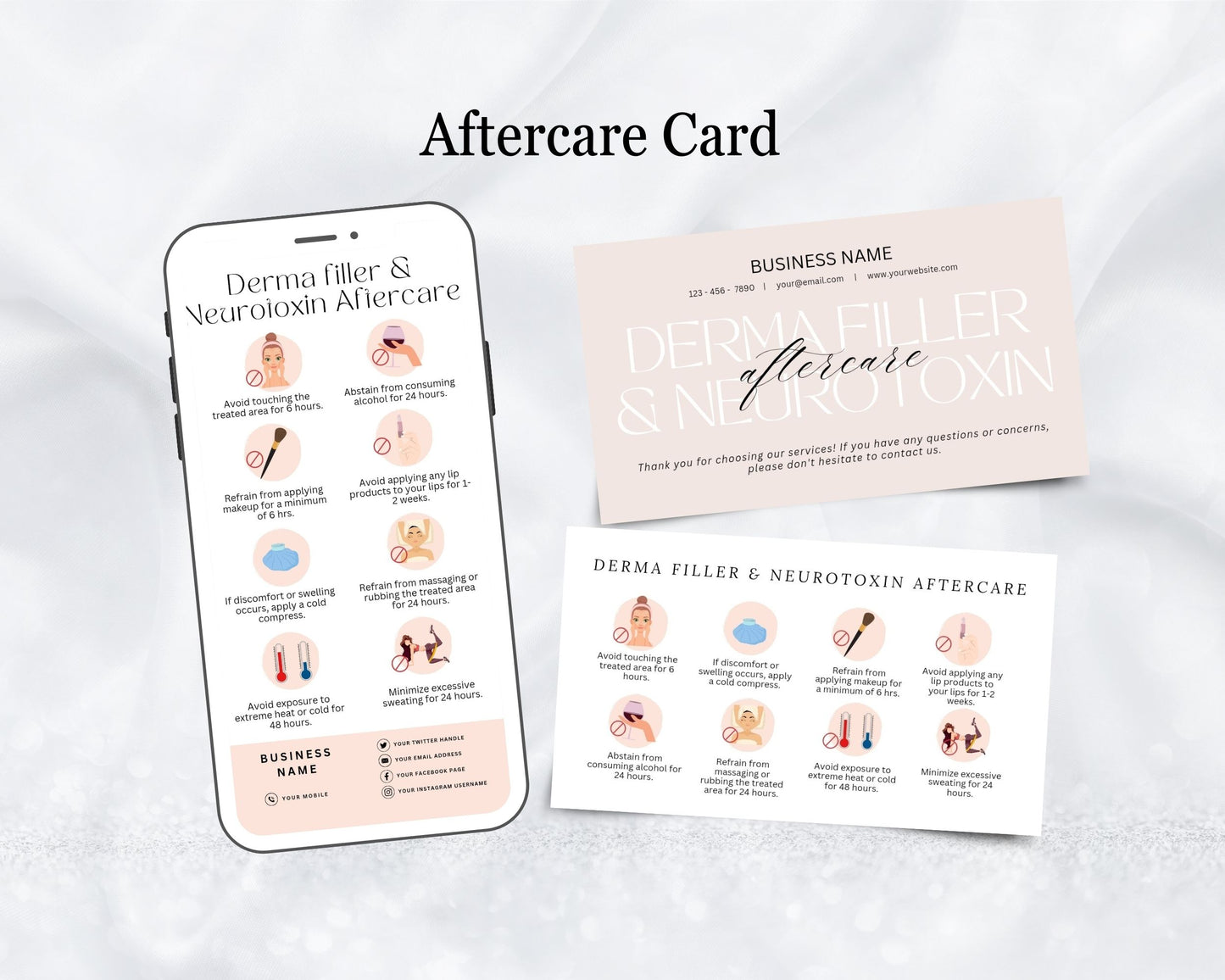 Derma Filler & Neurotoxin Care Card, Aftercare Card, Edit in Canva