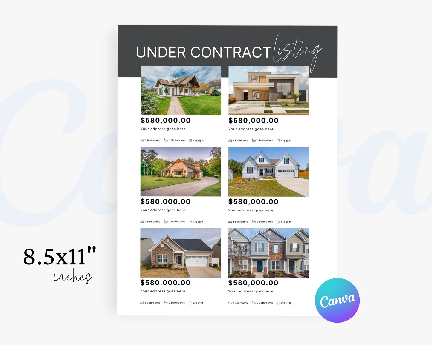 Real Estate Flyers, For Sale Flyer Marketing Flyer, Open Listing, Edit in Canva - REDF02