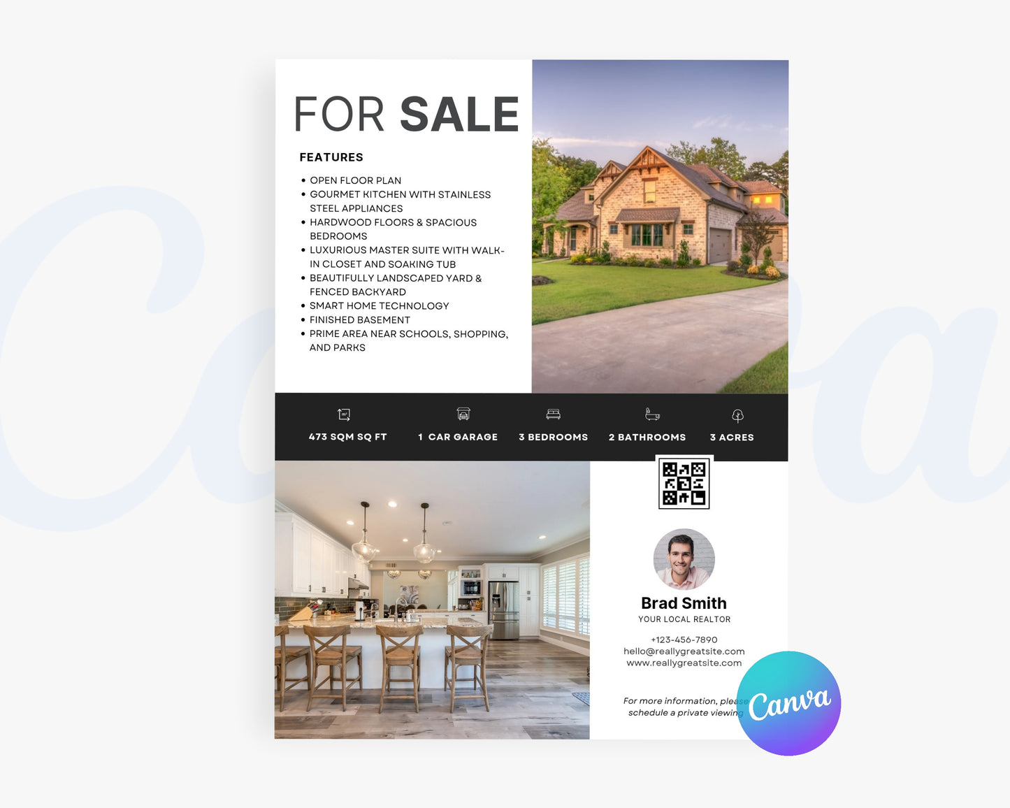 Real Estate Flyers, For Sale Flyer Marketing Flyer, Open Listing, Edit in Canva - REDF08