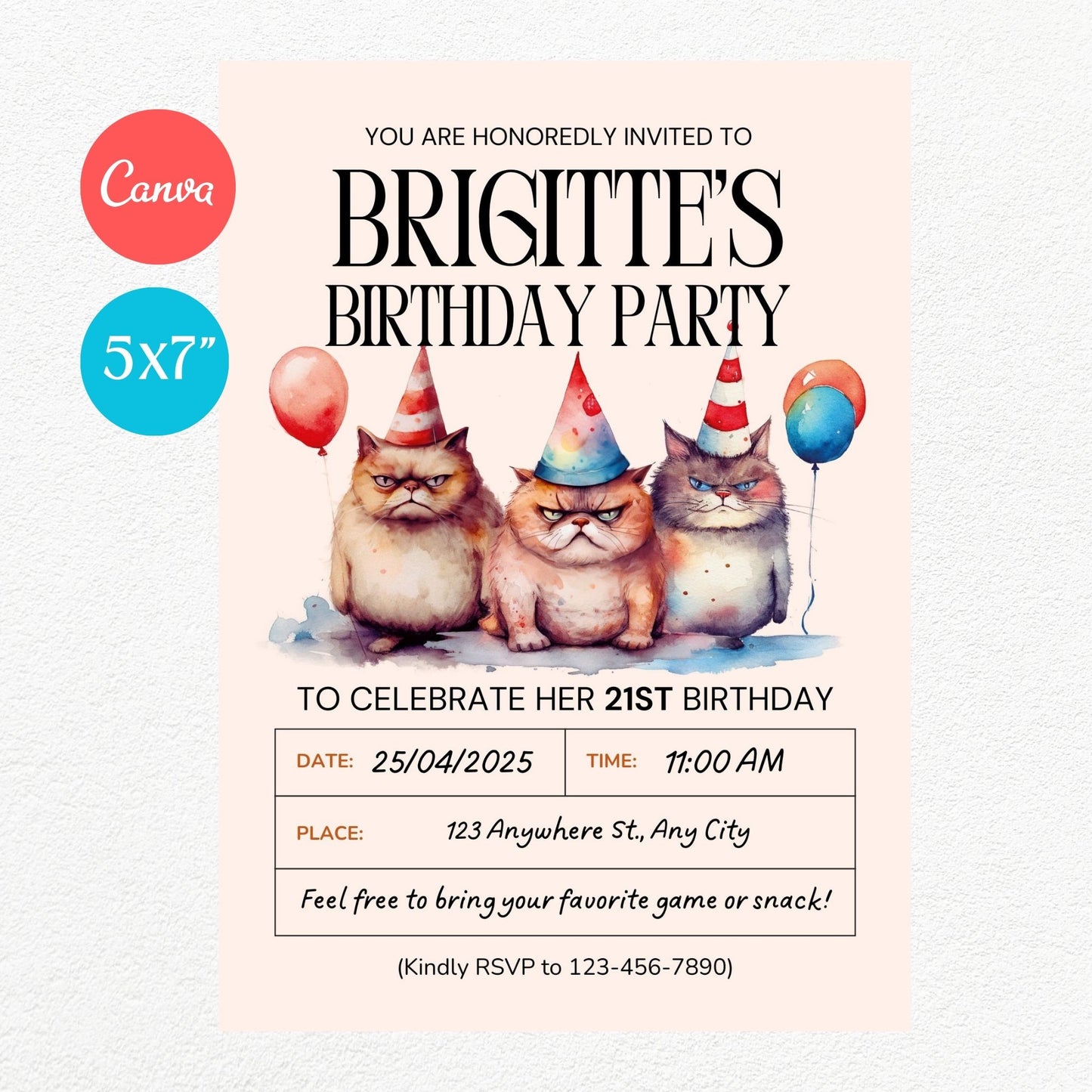 Grumpy Cats Funny Birthday Party Invitation