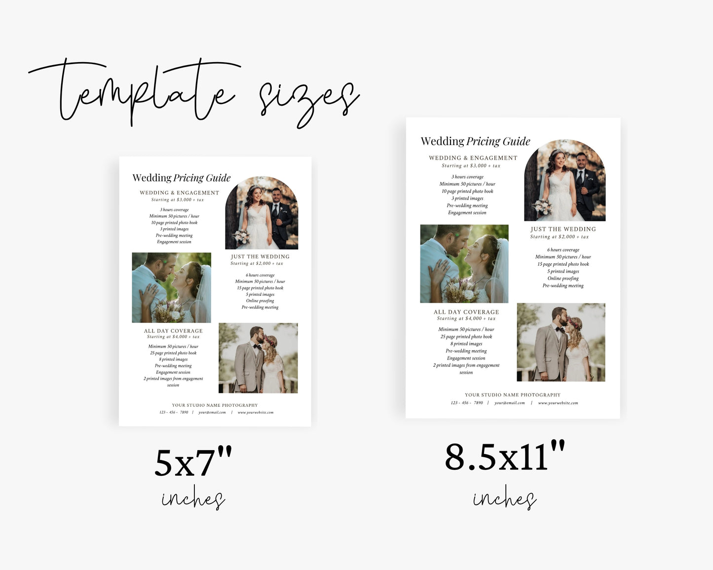 Photography Pricing Guide, Wedding Photography Price List, Edit in Canva - PDP21