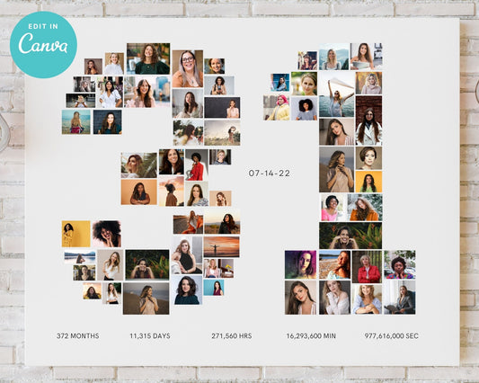 EDITABLE 31 Years Photo Collage, 61 Photos, Canva, DIGITAL