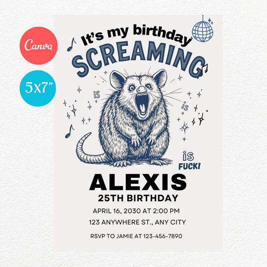 Screaming is fuck Funny Birthday Party Invitation