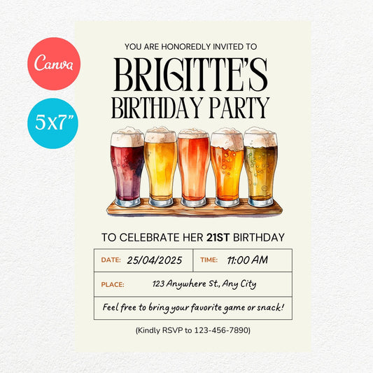 Beers Funny Birthday Party Invitation