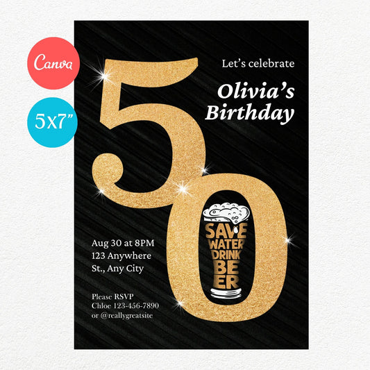 50 Birthday Party Invitation