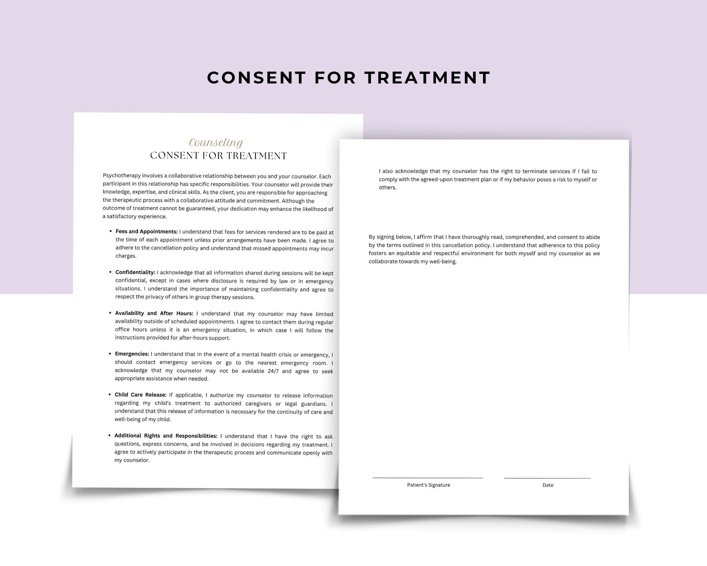 Counseling Printable Form, Edit in Canva, Digital