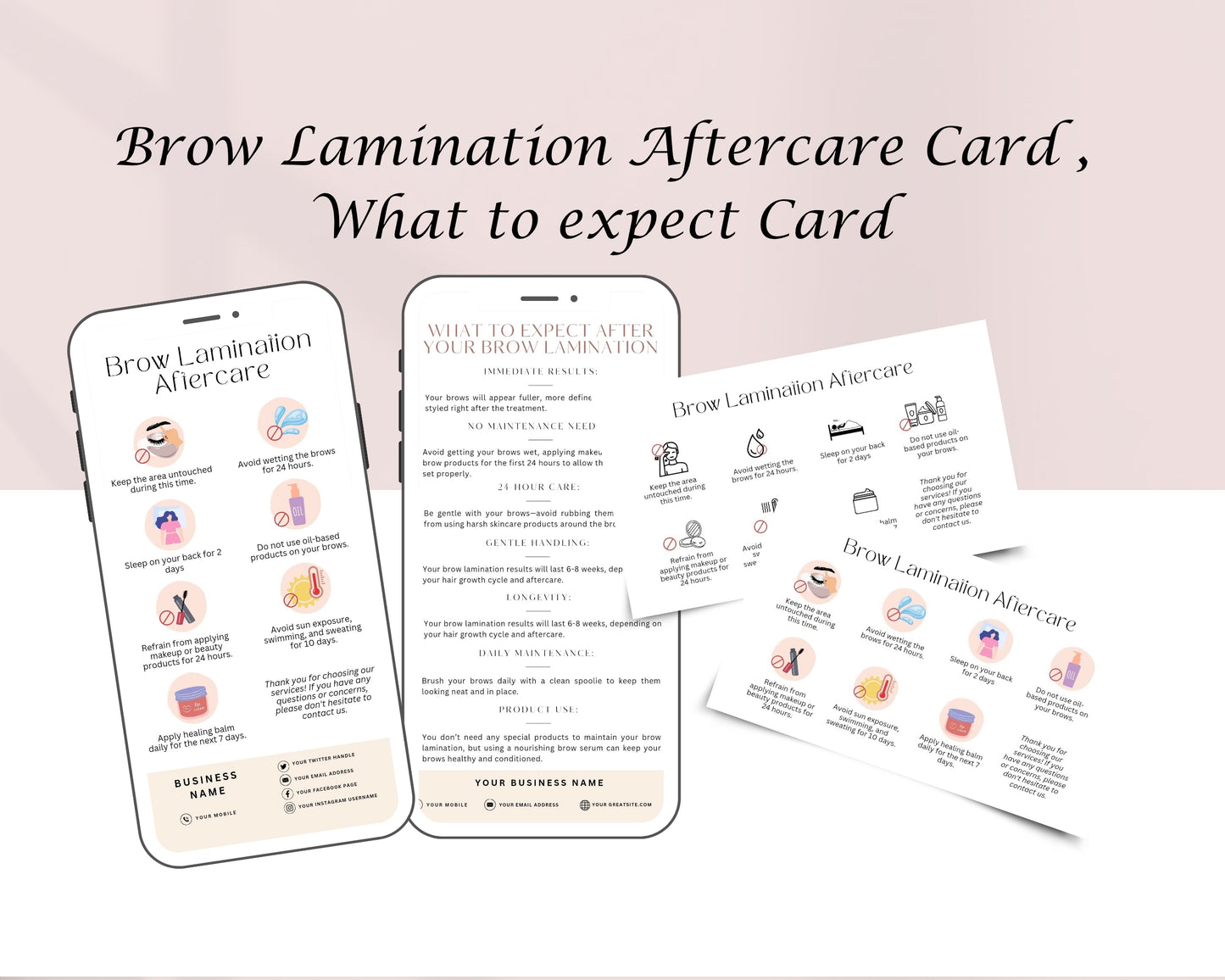 Lash Lift Form, Brow Lamination Form Consultation form, Client consent form, Loyalty Card, Business Card, Editable Canva templates, Aftercare Card