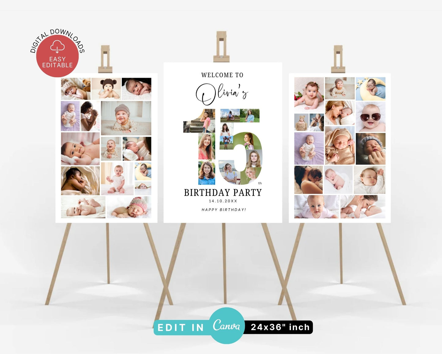 EDITABLE 15 Photo Collage, Welcome Sign, Canva, DIGITAL