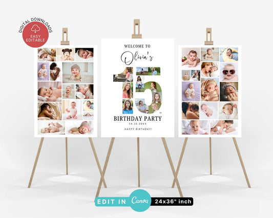 EDITABLE 15 Photo Collage, Welcome Sign, Canva, DIGITAL