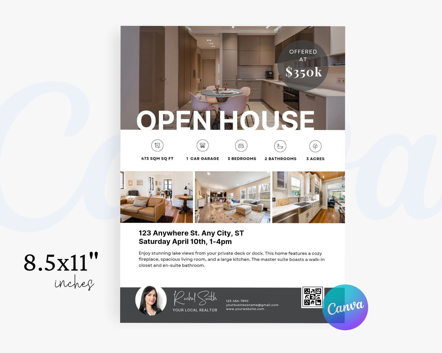 Real Estate Flyers, For Sale Flyer Marketing Flyer, Open Listing, Edit in Canva - REDF07