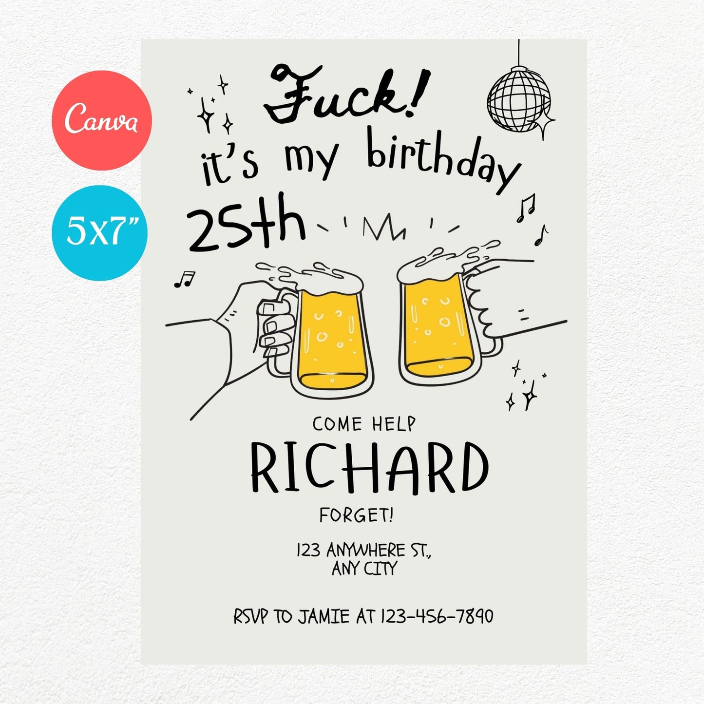 Beers Birthday Party Invitation