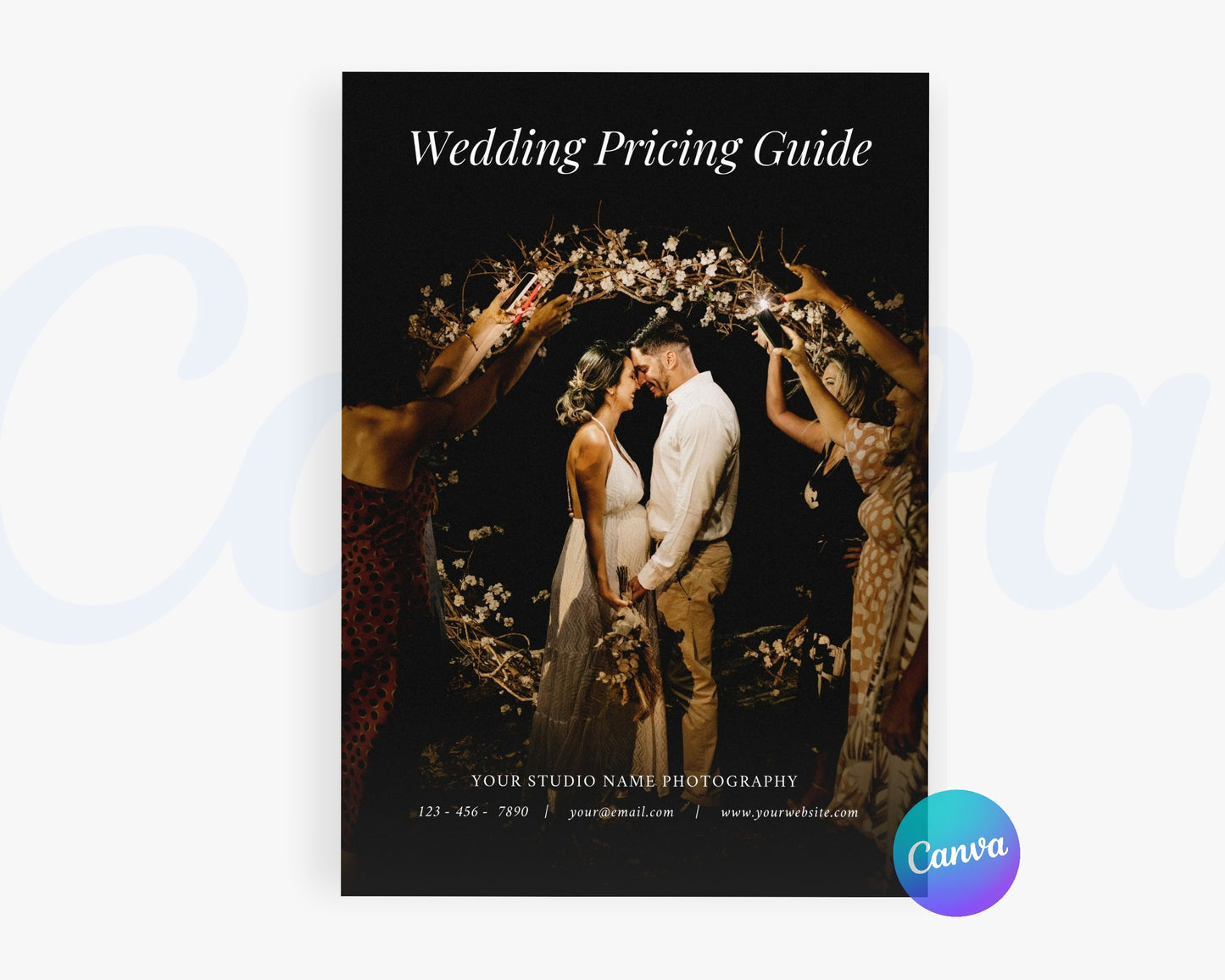 Photography Pricing Guide, Wedding Photography Price List, Edit in Canva - PDP01