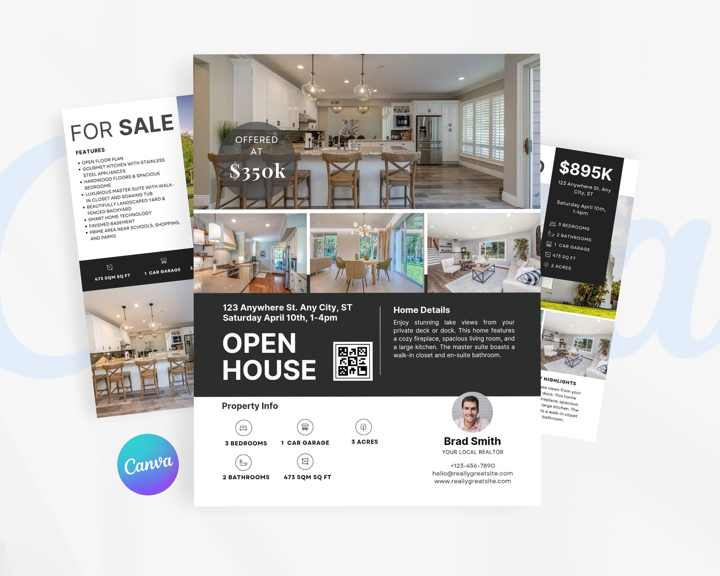 Real Estate Flyers, For Sale Flyer Marketing Flyer, Open Listing, Edit in Canva - REDF08