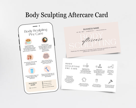 Body Sculpting Care Card, Aftercare Card, Edit in Canva