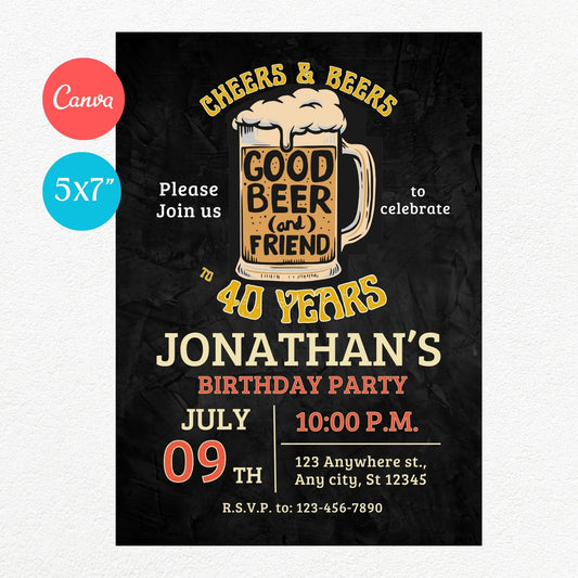 Good Beer and Friend Funny Birthday Party Invitation