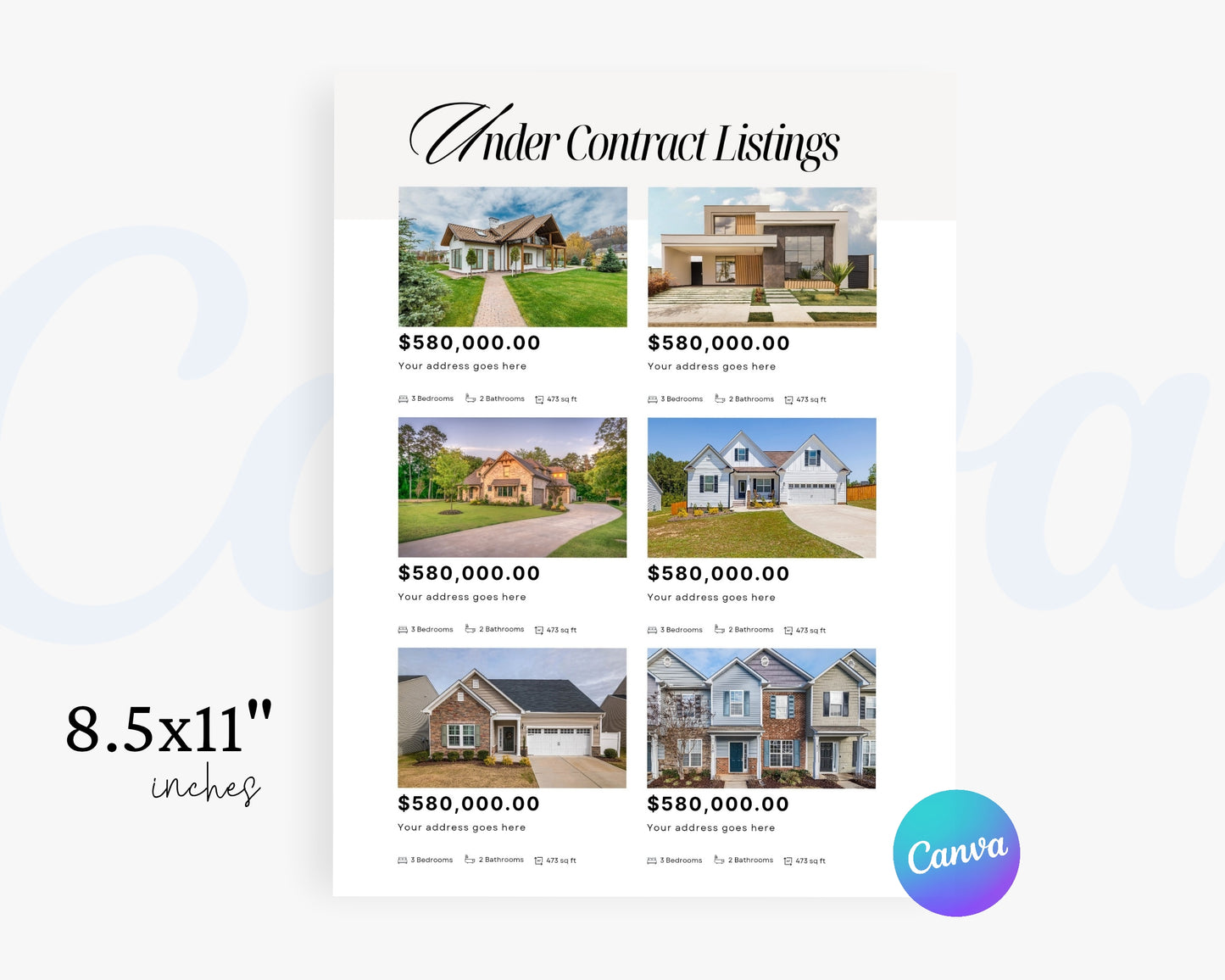 Real Estate Flyers, For Sale Flyer Marketing Flyer, Open Listing, Edit in Canva - REDF06